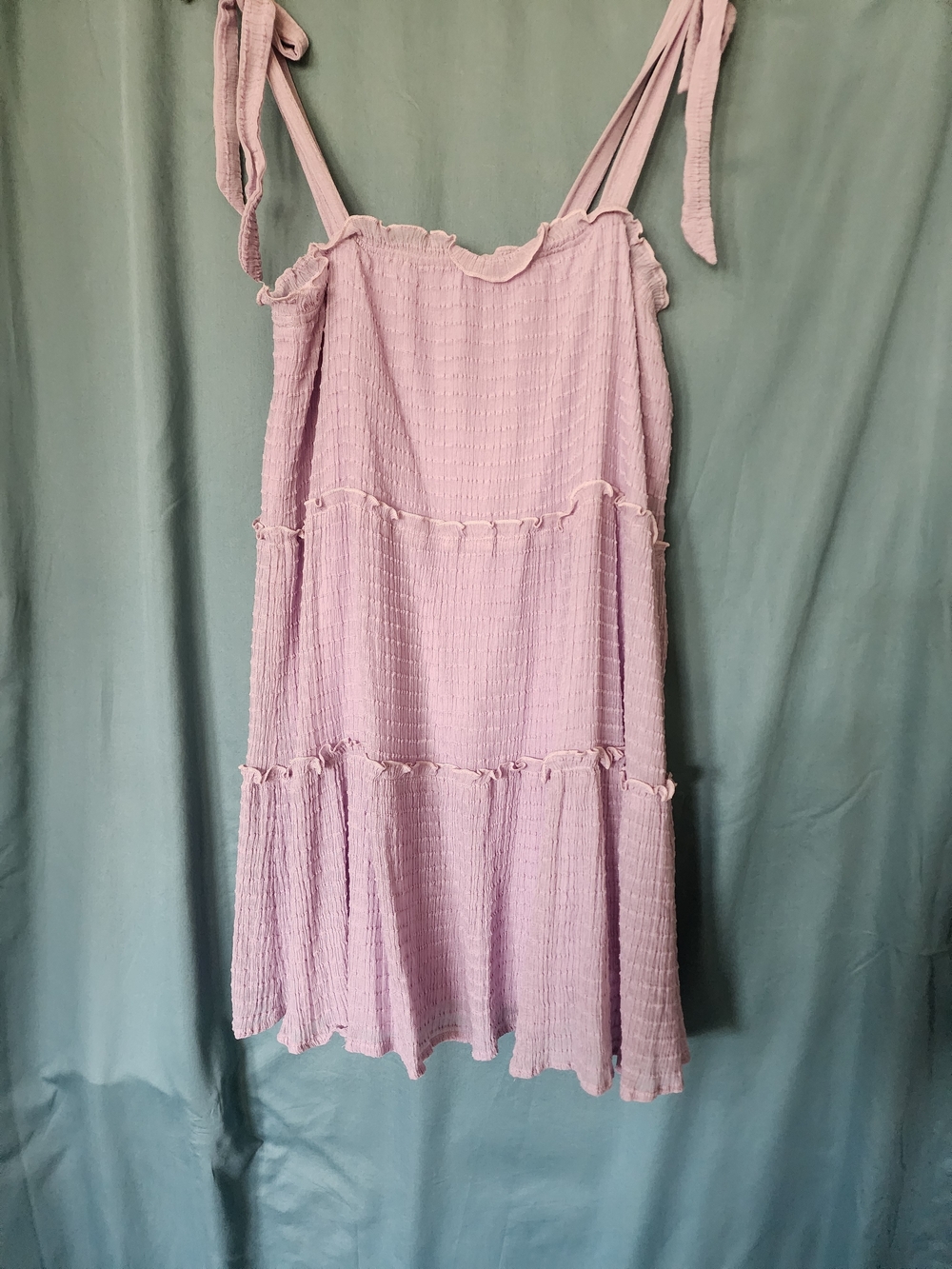 Altar'd State Light Lavender Tie-Shoulder Tiered Mini Dress
